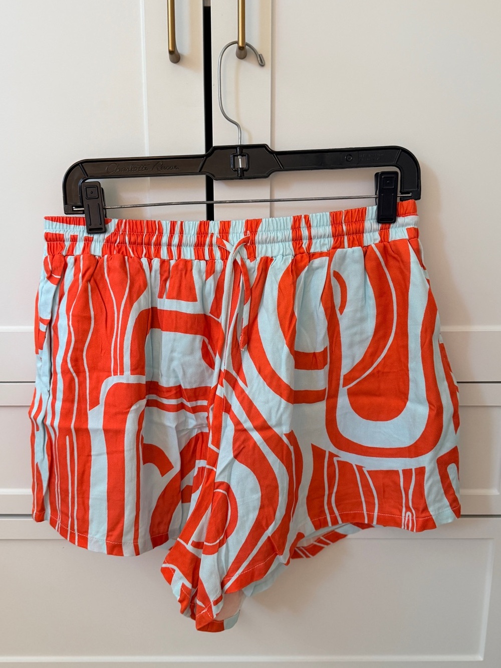Seven Wonders Women's Abstract Print Elastic-Waist Shorts - Orange/Light Blue